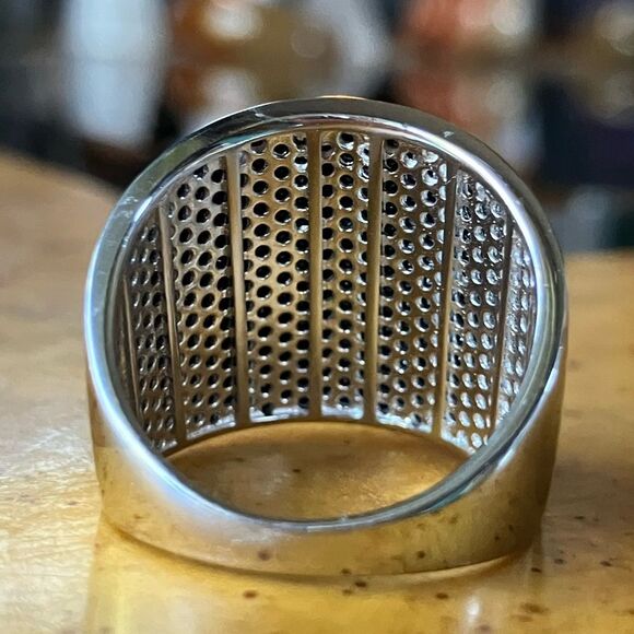 Natural Black Spinel Sterling Silver Ring Size 8 - Picture 5 of 9